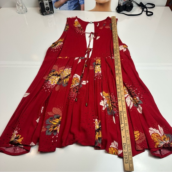 Free People Scarlet Floral Backless Mini Dress | 100% Rayon Boho Festival Summer - Picture 5 of 10